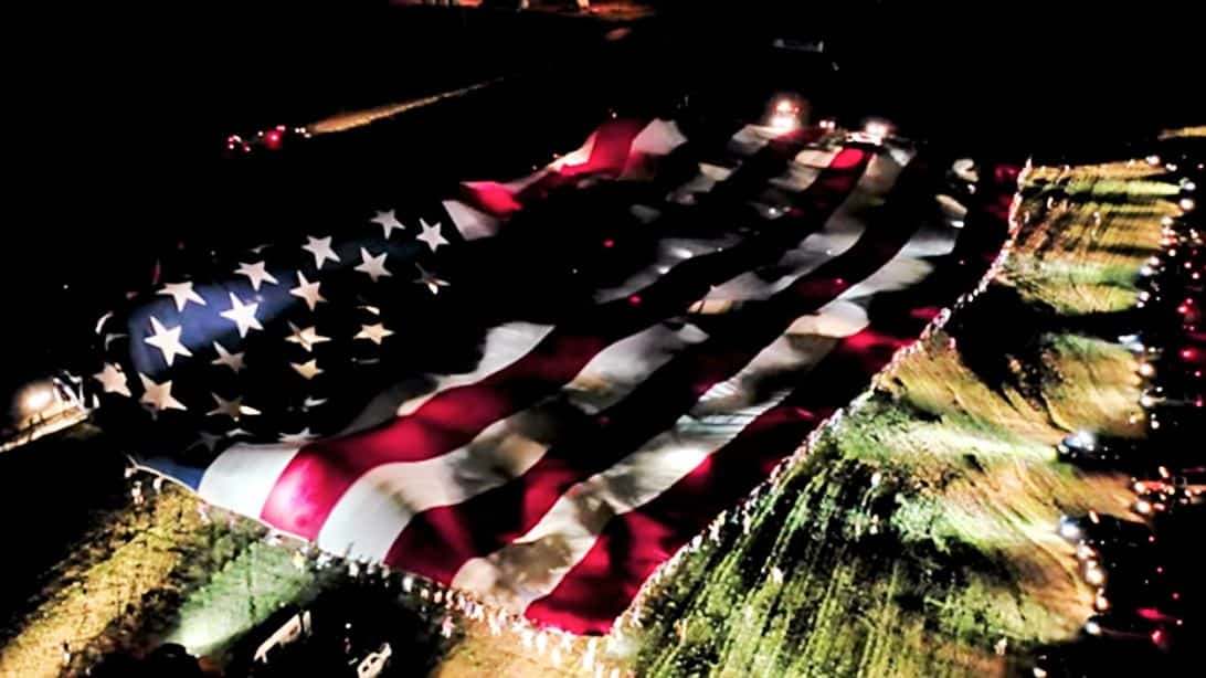 World’s Largest American Flag Unfolded As Trump Flew Across South Dakota