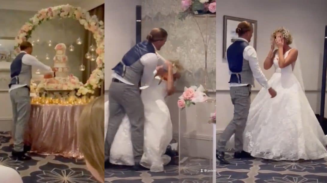 Groom Knocks Wife To Floor After Smashing Her In The Face With Wedding
