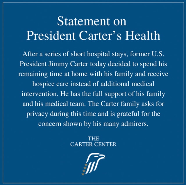 Statement about Jimmy Carter's health.