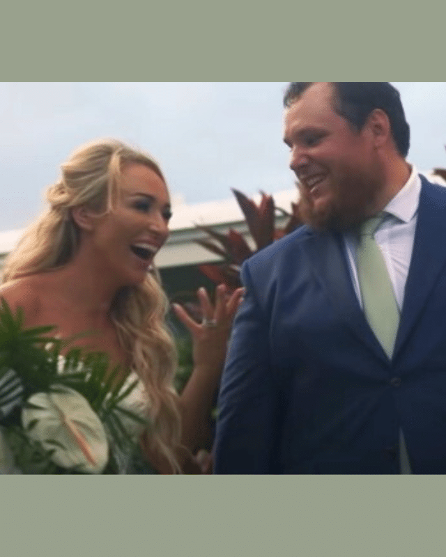 Luke Combs and his wife Nicole on their wedding day