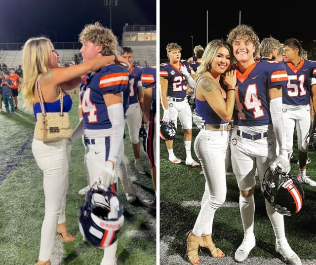 Amber and Brix Wright share a special moment after his high school football game