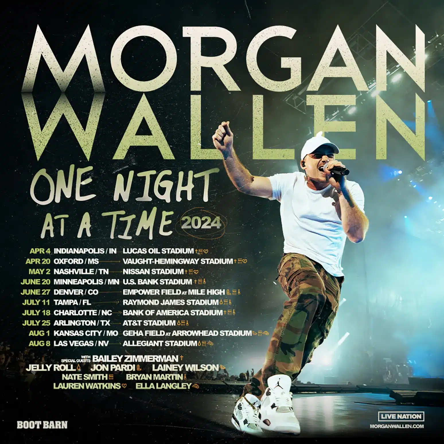 Promotional poster for Morgan Wallen and his extended tour