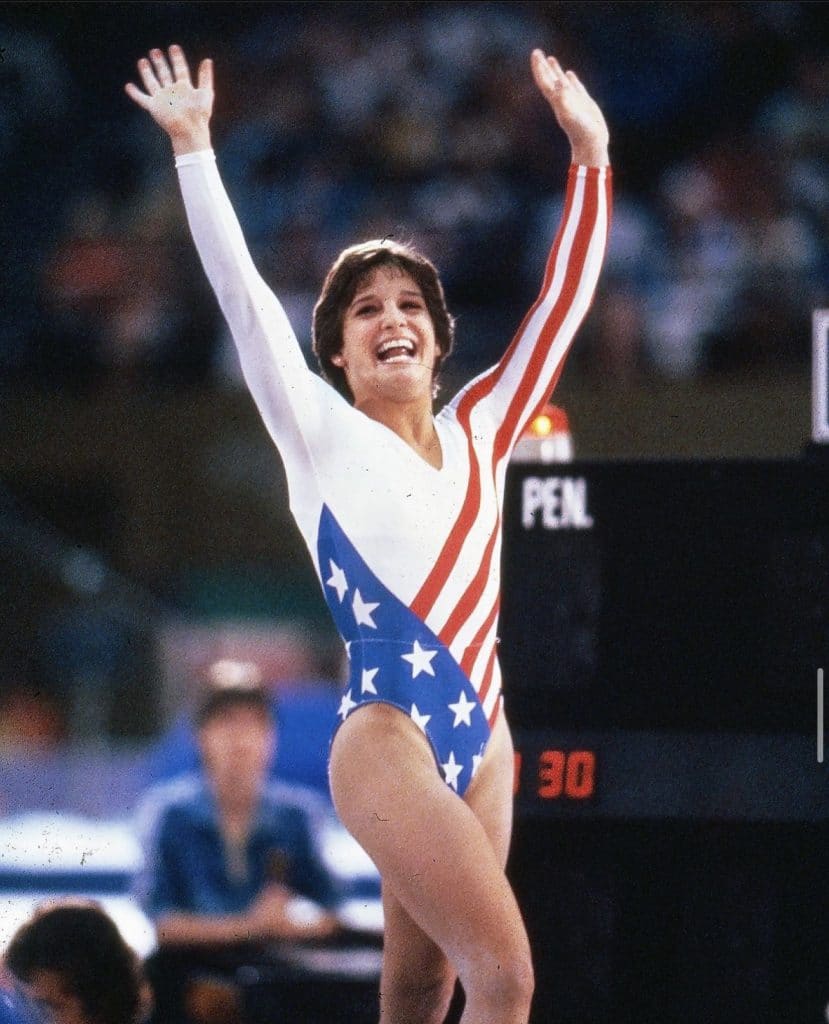 Mary Lou Retton at the 1984 Los Angeles Olympic Games.