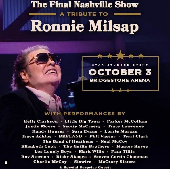 Poster for Ronnie Milsap's final Nashville show