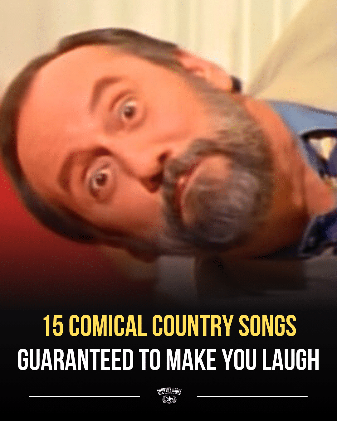 15 comical country songs, including an image of Ray Stevens in his music video for "Mississippi Squirrel Revival"