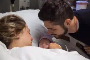 Photo of the couple when the baby was born. 
