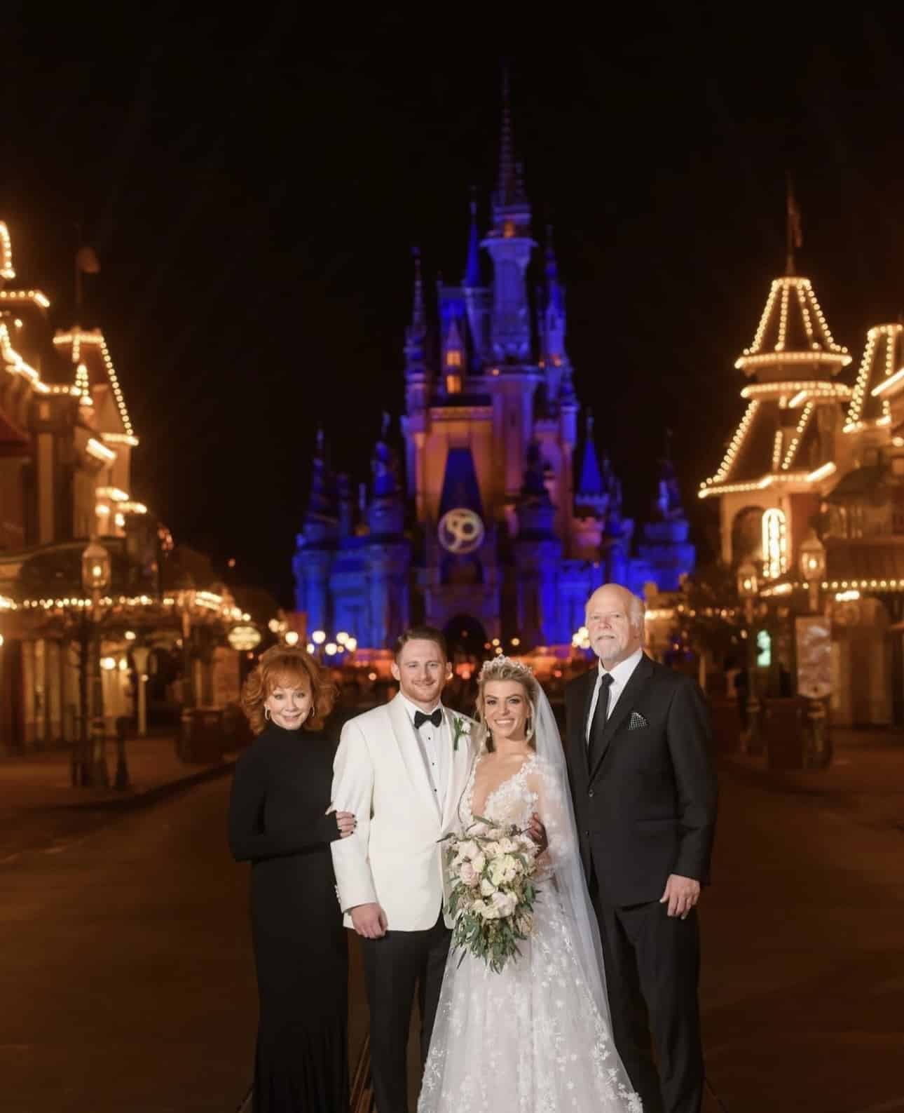 Shelby Blackstock, Reba's son, and wife Marissa share wedding picture at Disney's Epcot.