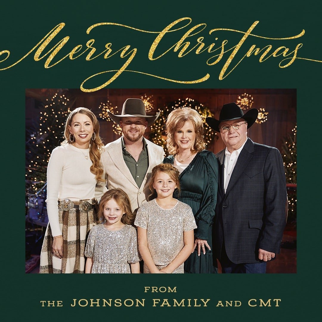 Cody Johnson and his family in a photo for his CMT Christmas special