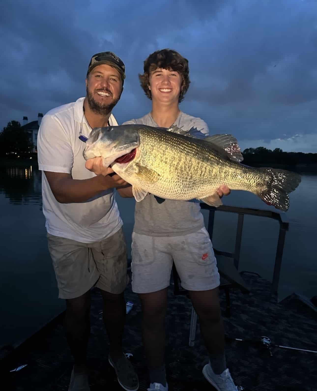 Luke Bryan and his son Bo fishing.
