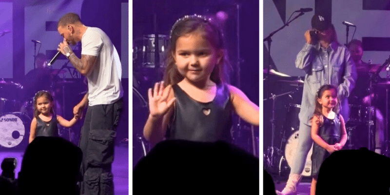 Kane and Katelyn Brown's four-year-old daughter Kingsley joins them onstage while they perform their duet 