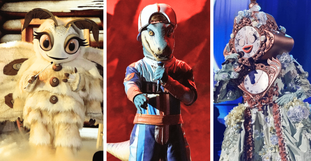 Poodle Moth, Lizard, and Clock competing on "The Masked Singer"