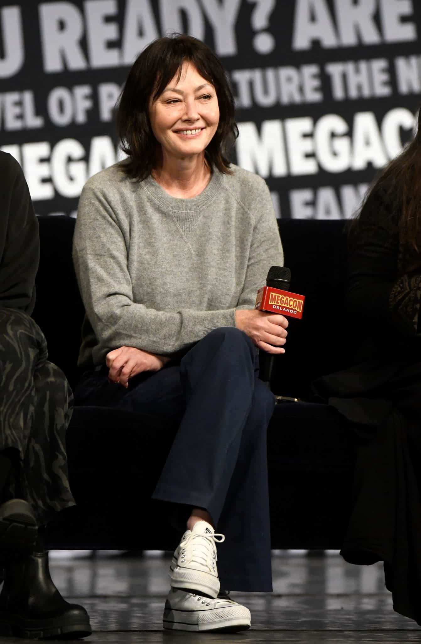 ORLANDO, FLORIDA - FEBRUARY 04: Actress Shannen Doherty speaks during a Q&A session at MegaCon Orlando 2024 at Orange County Convention Center on February 04, 2024 in Orlando, Florida. (Photo by Gerardo Mora/Getty Images)