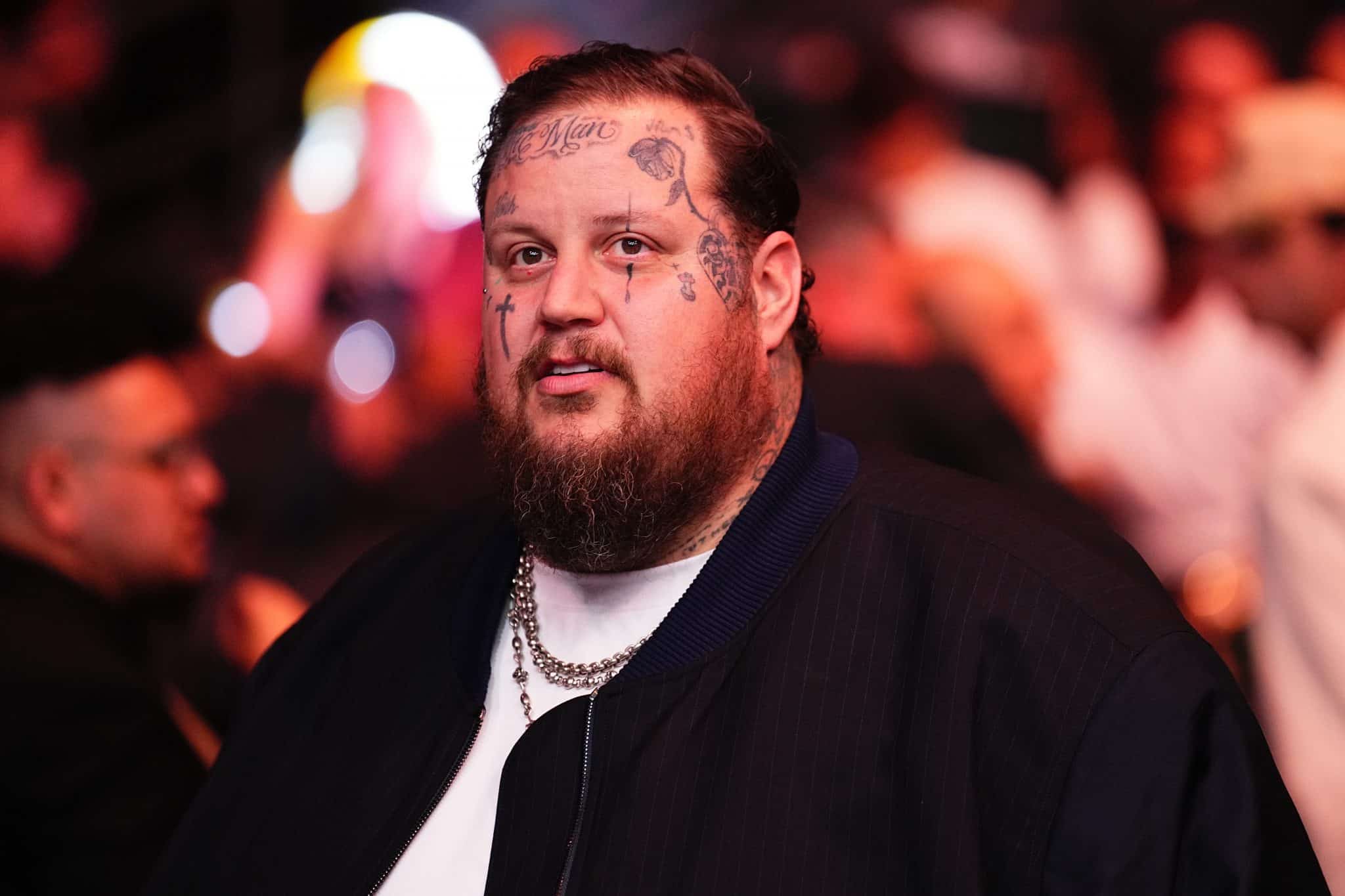 LAS VEGAS, NEVADA - JUNE 29: Singer Jelly Roll looks on during the UFC 303 event at T-Mobile Arena on June 29, 2024 in Las Vegas, Nevada. (Photo by Chris Unger/Zuffa LLC via Getty Images)