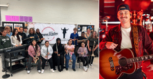 Kids receive new music instruments from Morgan Wallen Foundation and wallen before performing a concert