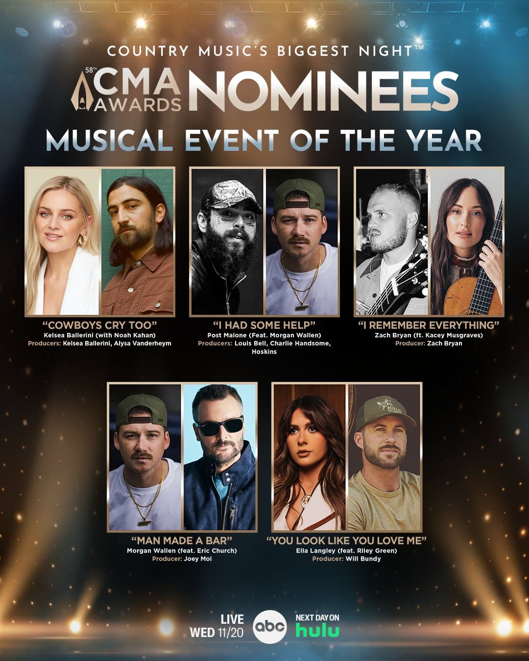 Nominees for the 2024 CMA Award for Musical Event of the Year