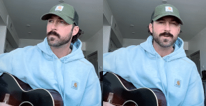 Riley Green sings his new song at home