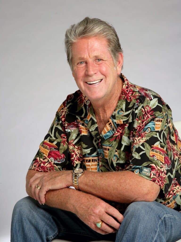 Brian Wilson of the Beach Boys wearing a tropical shirt