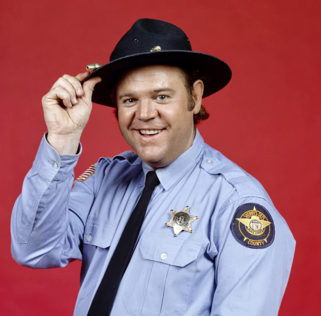 Rick Hurst in character as Cletus Hogg on "The Dukes of Hazzard"