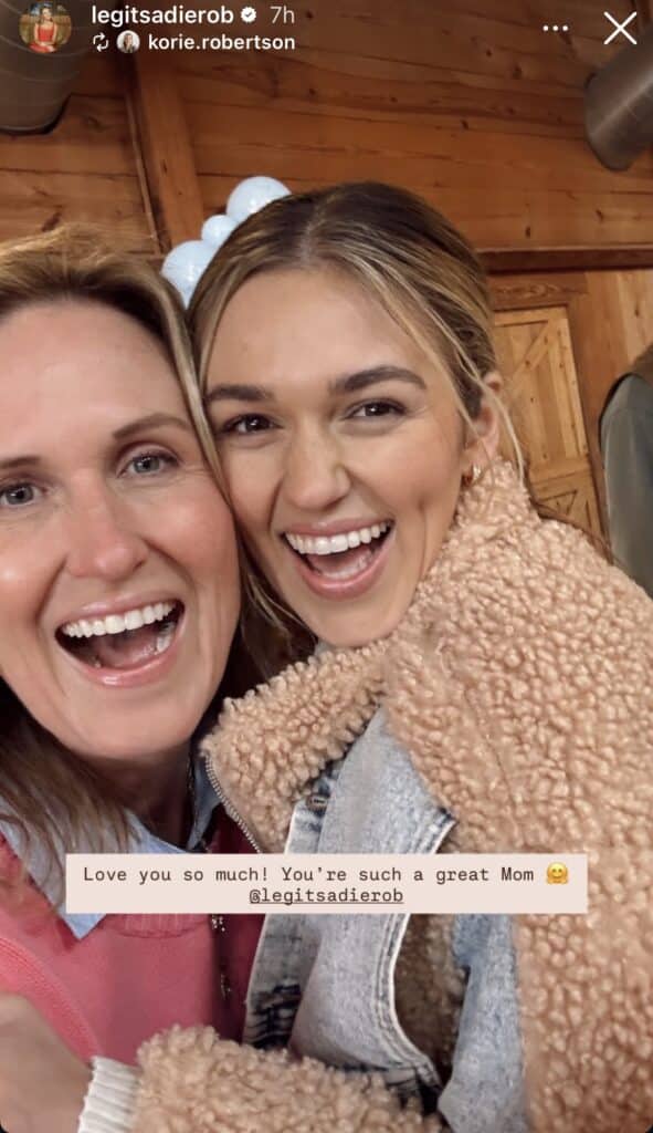 Korie Robertson and Sadie Robertson Huff at Sadie's gender reveal
