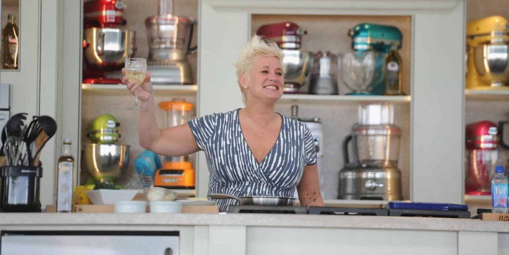 Anne Burrell at the MasterCard Grand Tasting Tents & KitchenAid Culinary Demonstrations in 2015
