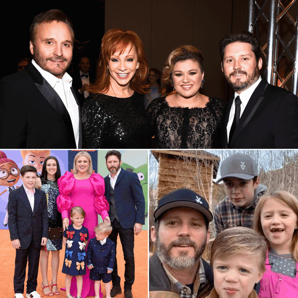 Photos of Brandon Blackstock and his family including his dad, Narvel Blackstock, stepmom Reba McEntire, children Savannah, Seth, River, and Remington 