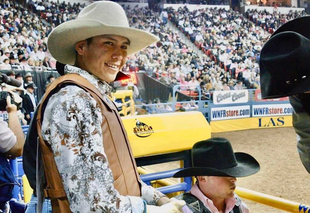 PRCA cowboy Spud Jones in the rodeo arena