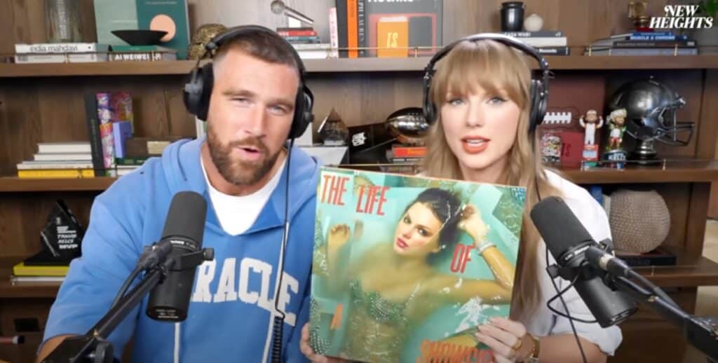 Taylor Swift and Travis Kelce on New Heights