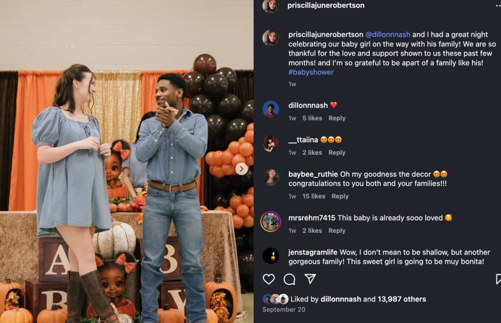 Priscilla Robertson and boyfriend Dillon Nash celebrate their third baby shower (Photo Credit: Priscilla Robertson / Instagram)