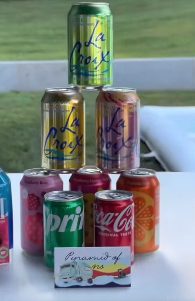 Luke and Nicole Combs included a "pyramid of cans" at son Beau's birthday party