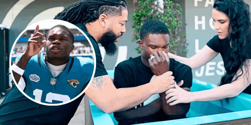 Travis Hunter, a rookie wide receiver with the Jacksonville Jaguars, was baptized on October 12.