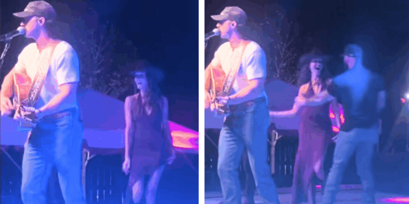 Singer Annie Bosko's sister crashes the stage while Riley Green was performing