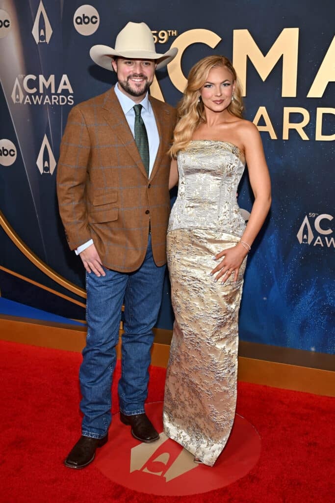 Walker Montgomery and Krista Slaubaugh attend the CMA Awards