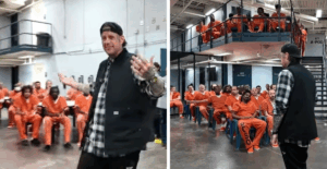 Jelly Roll visits the prison where we has incarcerated to bring Thanksgiving meals to inmates and staff
