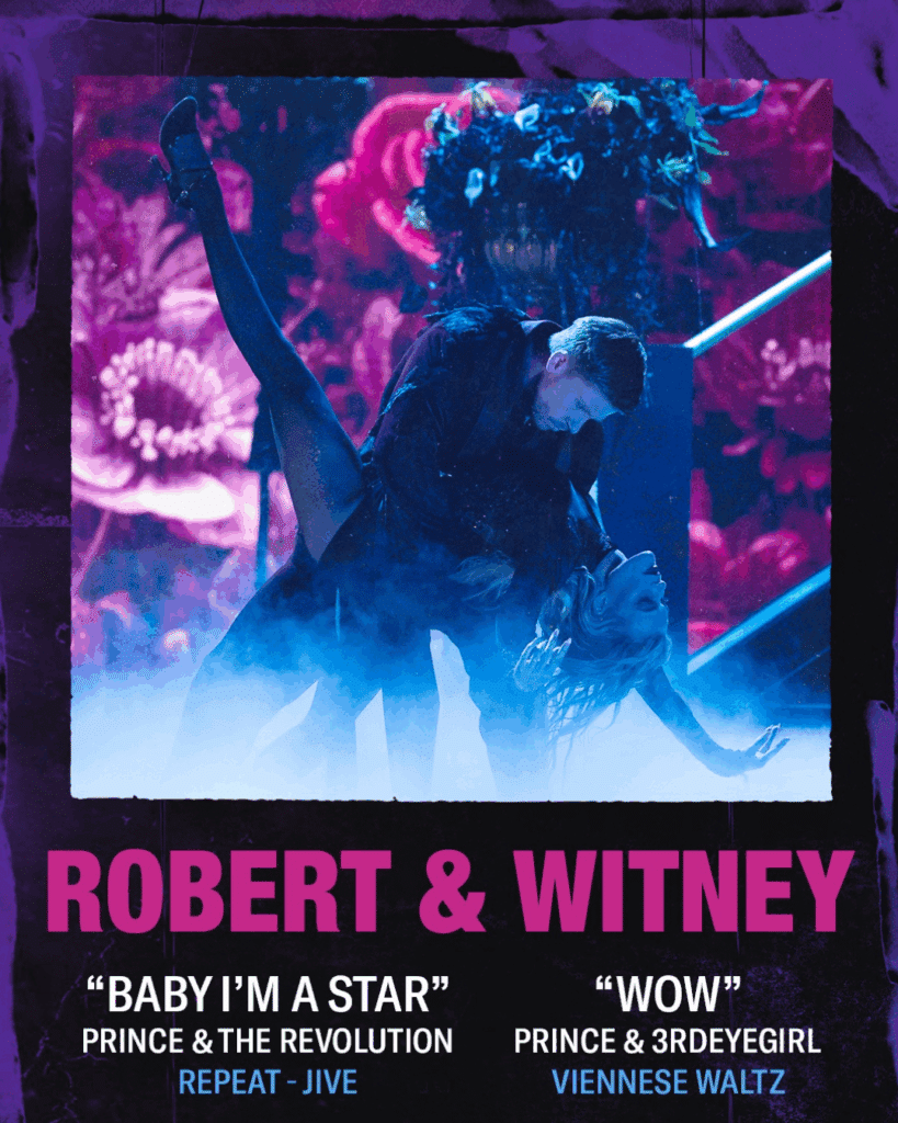 Robert Irwin and Witney Carson dance during Prince Night.