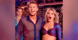 Robert Irwin and Witney Carson react to scores on Dancing with the Stars before learning they are finalists