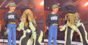 Lainey Wilson and a mini Devlin "Duck" Hodges