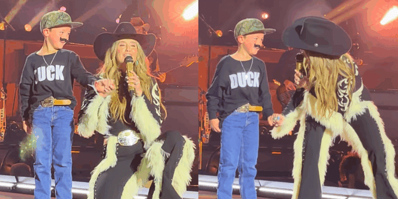 Lainey Wilson and a mini Devlin 