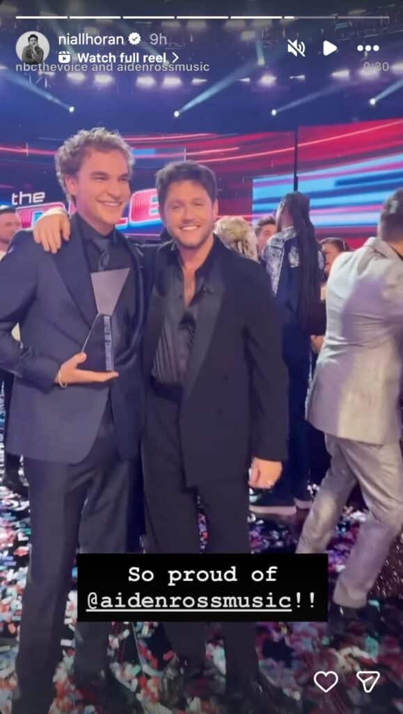 Niall Horan reacts to Aiden Ross' win on The Voice