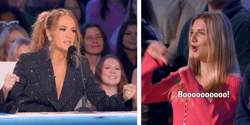 Carrie Underwood reacts to being booed on American Idol during Hollywood Week