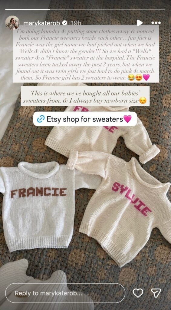 Mary Kate Robertson shares meaning behind her daughter's name "Francie"