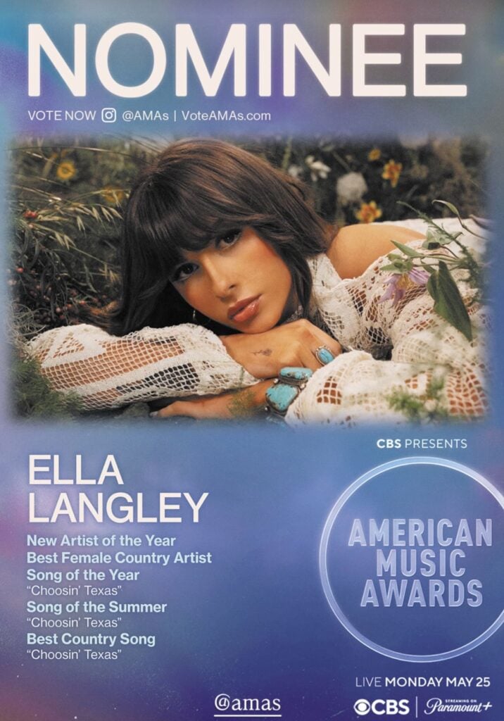 Ella Langley scored five AMA nominations, making her the most-nominated female country singer