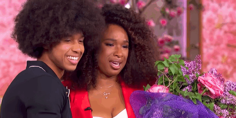 In a touching moment, Jennifer Hudson was surprised for Mother's Day by her 16-year-old son, David, during the taping of her show.