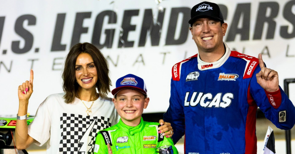Samantha Busch, son Brexton Busch, and Kyle Buch at one of Brexton's race